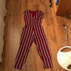 Jumpsuit Faballey XS dark red w/ white stripes